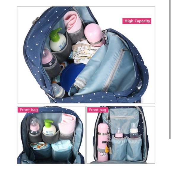 New Large Navy Backpack / Baby Diaper Bag with Accessories Large Capacit… - Picture 10 of 10